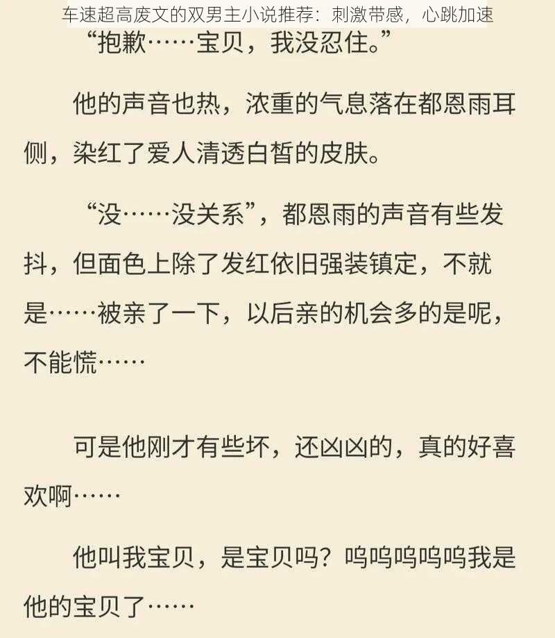 车速超快的双男主故事-第1张图片