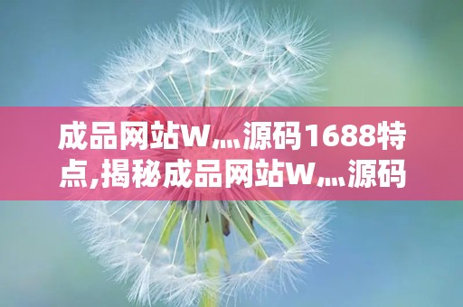 成品网站W灬源码1688小说-第1张图片